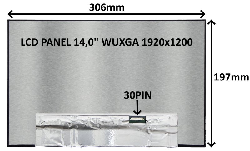 LCD PANEL 14,0" WUXGA 1920x1200 30PIN MATNÝ IPS  /  BEZ ÚCHYTŮ - obrázek produktu