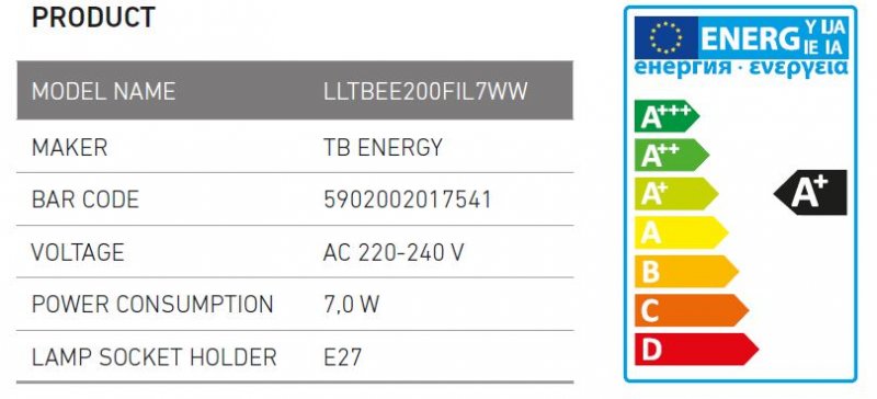 LED žárovka TB Energy E27, 230V, 7W, Teplá bílá - obrázek č. 1