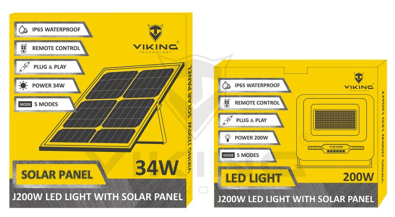 LED světlo Viking J200W se solárním panelem - obrázek č. 2