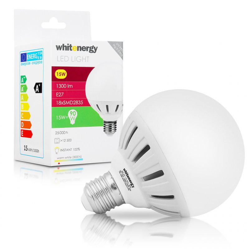 WE LED žárovka SMD2835 G95 E27 15W bílá mléčná - obrázek produktu
