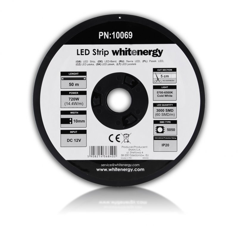 WE LED páska 50m SMD5050 14.4W/ m 10mm studená bílá - obrázek produktu