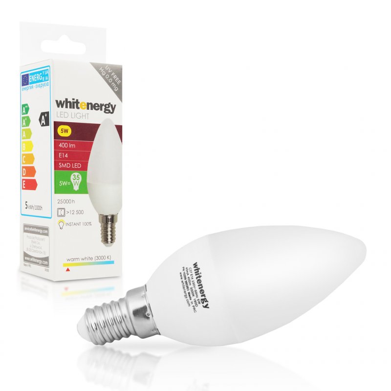 WE LED žárovka SMD2835 C37 E14 5W teplá bílá - obrázek produktu