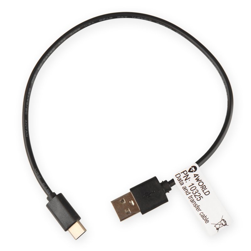 4World Kabel USB C - USB 2.0 AM 30cm Black - obrázek č. 2