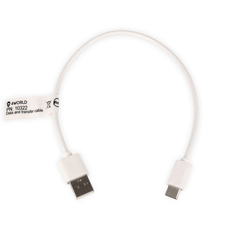 4World Kabel USB C - USB 2.0 AM 30cm White - obrázek č. 2