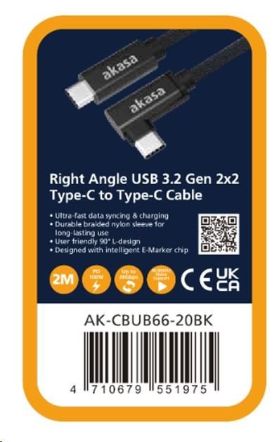 AKASA - USB 3.2 Gen 2 Type-C na C, úhlová - obrázek produktu