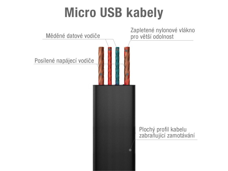 Kabel AVACOM MIC-120K USB - Micro USB, 120cm, černá - obrázek č. 1