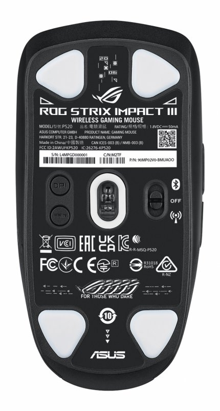 Asus ROG Strix Impact III/ Herní/ Optická/ Pro praváky/ 36 000 DPI/ Bezdrátová USB + Bluetooth/ Černá - obrázek č. 5