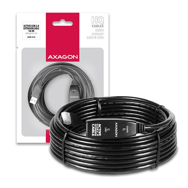 AXAGON ADR-210, USB 2.0 A-M -> A-F aktivní prodlužovací /  repeater kabel, 10m - obrázek produktu