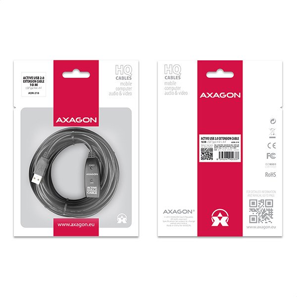 AXAGON ADR-210, USB 2.0 A-M -> A-F aktivní prodlužovací /  repeater kabel, 10m - obrázek č. 7