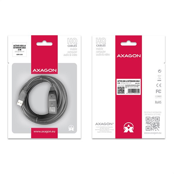 AXAGON ADR-205, USB 2.0 A-M -> A-F aktivní prodlužovací /  repeater kabel, 5m - obrázek č. 7