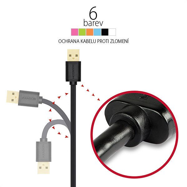 AXAGON HQ Kabel Micro USB, 2A, černý, 2 m - obrázek č. 6