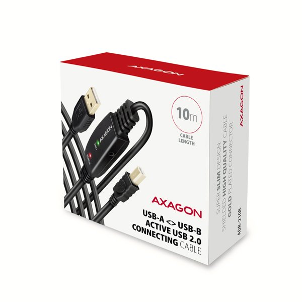 AXAGON ADR-210B, USB 2.0 A-M -> B-M aktivní propojovací /  repeater kabel, 10m - obrázek č. 7
