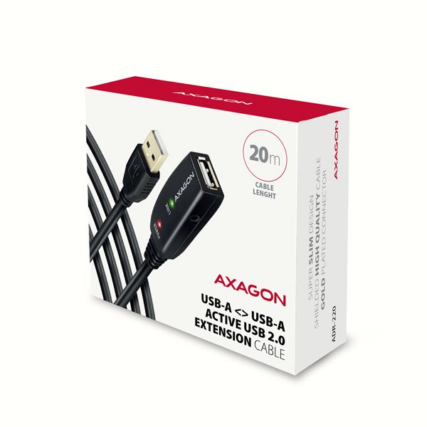 AXAGON ADR-220, USB 2.0 A-M -> A-F aktivní prodlužovací /  repeater kabel, 20m - obrázek č. 7
