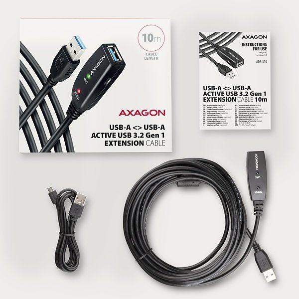AXAGON ADR-310, USB 3.2 Gen 1 A-M -> A-F aktivní prodlužovací /  repeater kabel, 10m - obrázek č. 6
