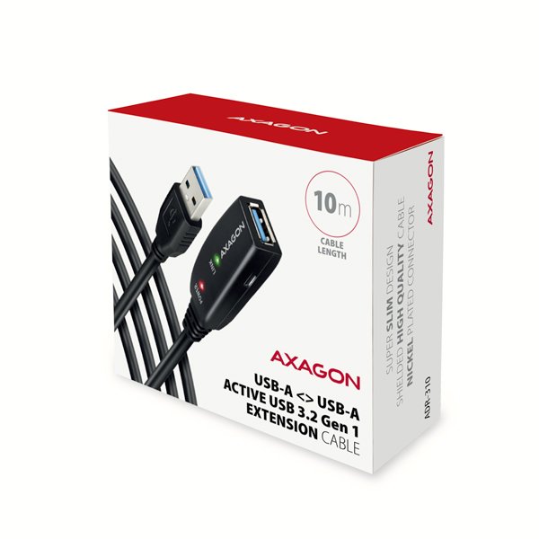 AXAGON ADR-310, USB 3.2 Gen 1 A-M -> A-F aktivní prodlužovací /  repeater kabel, 10m - obrázek č. 7