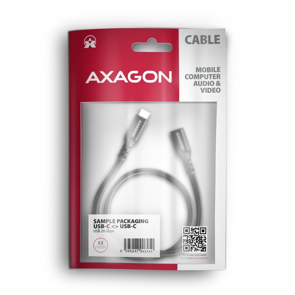 AXAGON BUCM32-CF15AB prodlužovací kabel USB-C (M) <-> USB-C (F), 1.5m, USB 20Gbps, PD 240W ALU oplet - obrázek č. 5