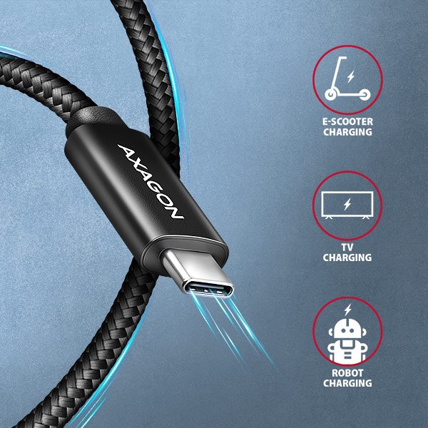 AXAGON BUCM4X-CM05AB NewGEN+ kabel USB-C <-> USB-C, 0.5m, USB4 Gen 3×2, PD 240W 5A, 8K HD, ALU,oplet - obrázek č. 5