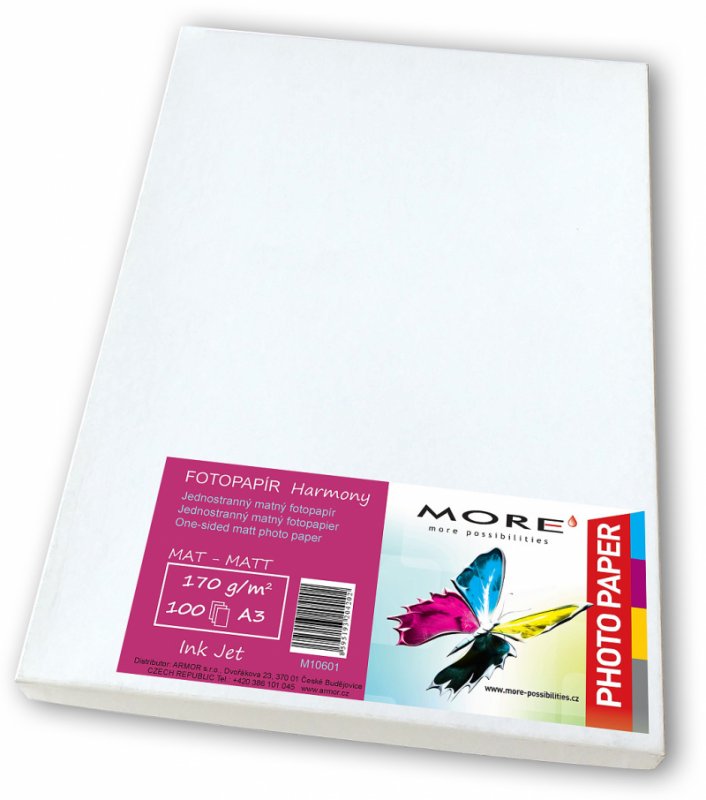 Fotopapír matný bílý kompatibilní s A3, 170g/ m2, kompatibilní s ink. tisk., 100 ks - obrázek produktu