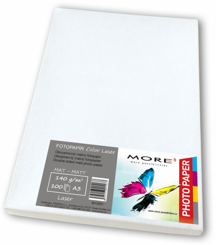 Fotopapír matný bílý kompatibilní s A3, 140g/ m2,kompatibilní s laser,100ks - obrázek produktu