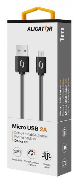 ALIGATOR Datový kabel 2A, Micro USB černý - obrázek č. 1