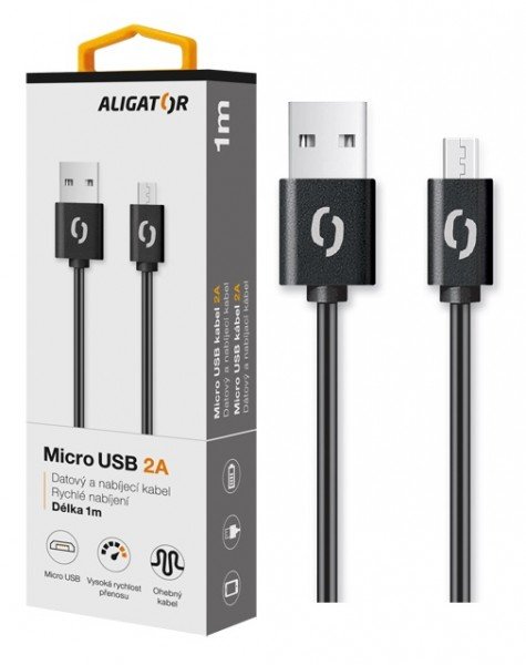 ALIGATOR Datový kabel 2A, Micro USB černý - obrázek č. 2