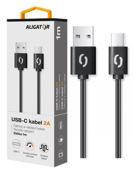 ALIGATOR Datový kabel 2A, USB-C černý - obrázek č. 2