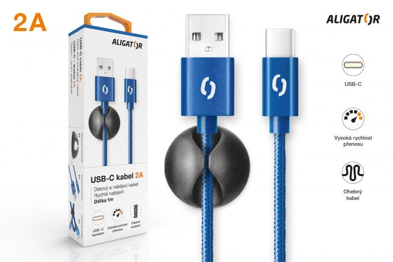 ALIGATOR PREMIUM Datový kabel 2A, USB-C modrá - obrázek č. 4