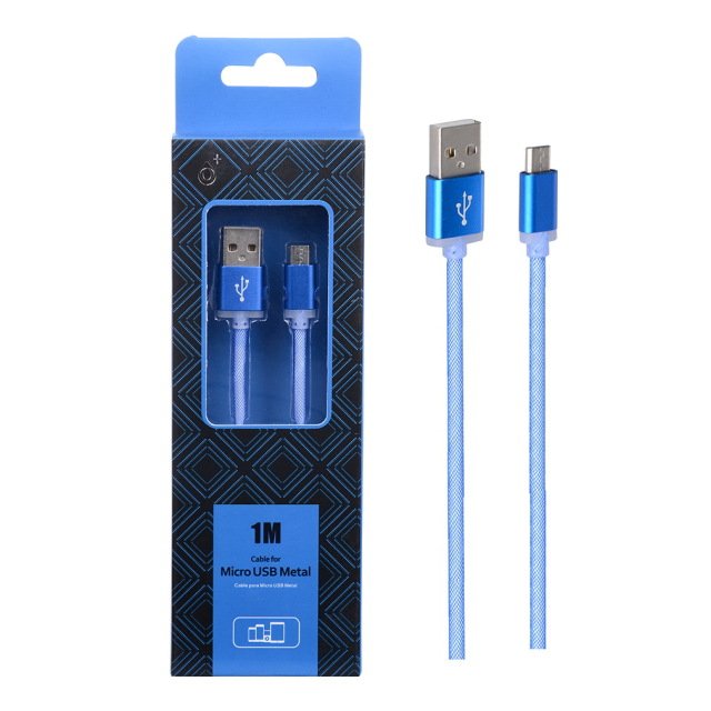 Datový kabel PLUS METAL MicroUSB, 1M, modrý - obrázek produktu