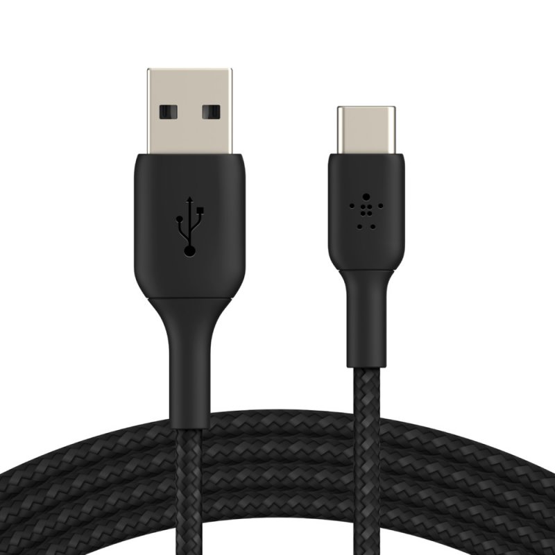 BELKIN kabel oplétaný USB-C - USB-A, 1m, černý - obrázek produktu