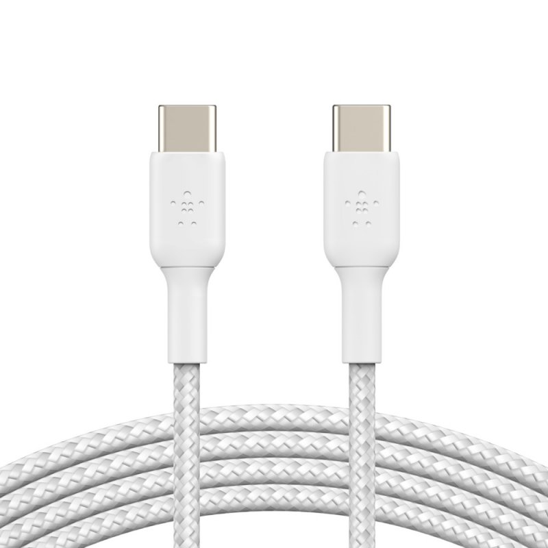 BELKIN kabel oplétaný USB-C - USB-C, 1m, bílý - obrázek produktu