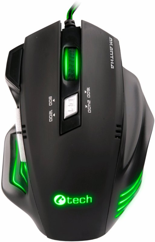C-TECH Akantha herní myš, zelené podsvícení, USB - obrázek produktu