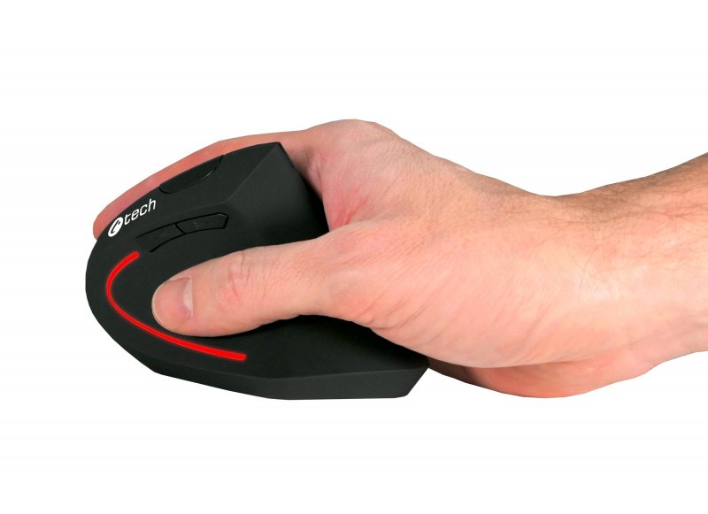 Myš C-TECH VEM-09, vertikální, bezdrátová, 6 tlačítek, černá, USB nano receiver - obrázek č. 1