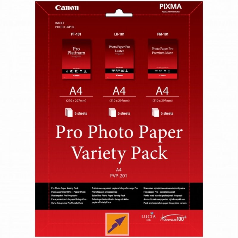 Canon PVP-201 PRO, A4 fotopapír Variety Pack - obrázek produktu