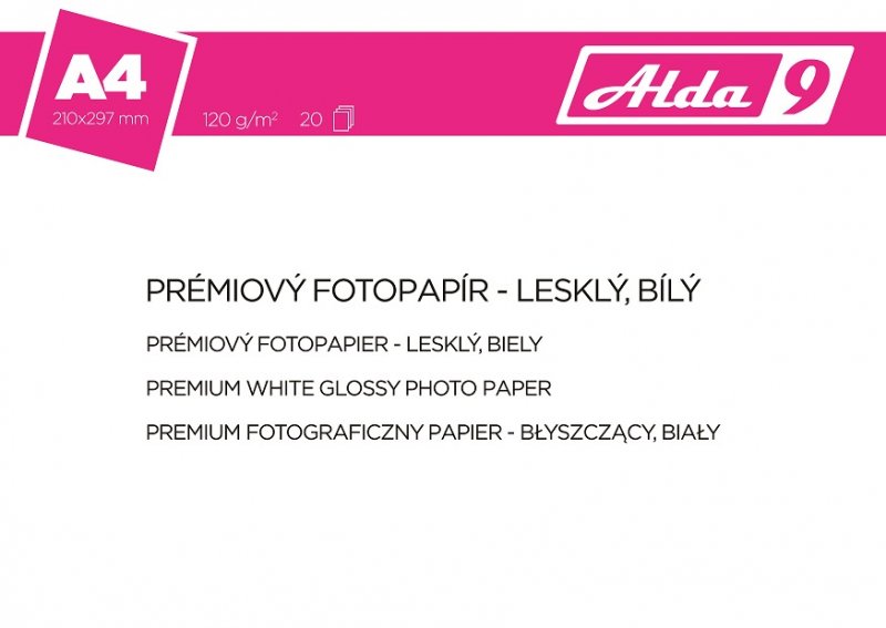 ALDA9 Fotopapír A4 120 g/ m2, prem.lesklý, 20listů - obrázek produktu