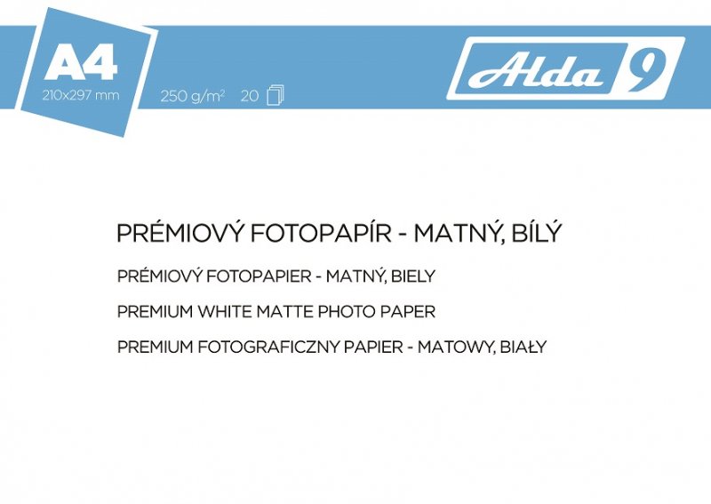 ALDA9 Fotopapír A4 250 g/ m2, prem. matný, 20listů - obrázek produktu