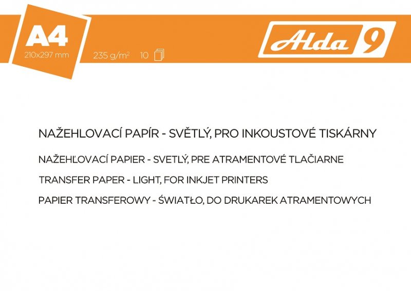 ALDA9 Zažehlovací Transfer paper A4, 160g/ m2,10listů - obrázek produktu