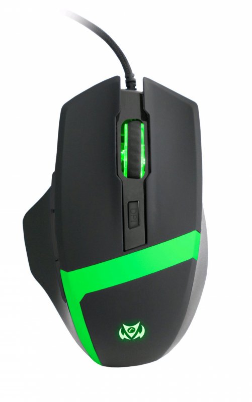Herní myš C-TECH Kyllaros, pro gaming, zelené podsvícení, 3200DPI, 7 tlačítek, programovatelná, USB - obrázek produktu