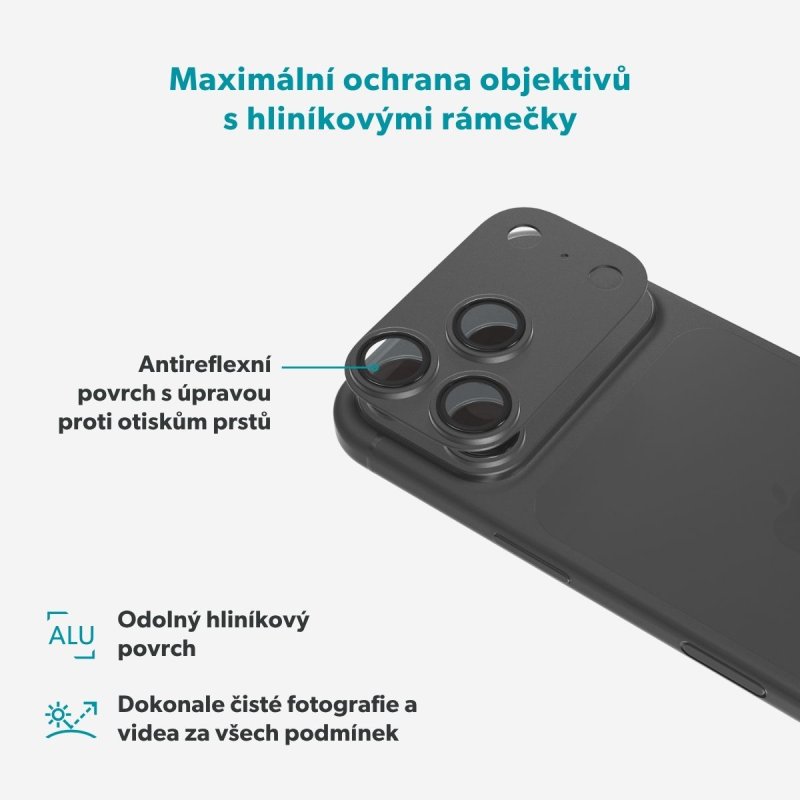 Epico Aluminium AntiReflective Lens iPhone 18 Pro černá - obrázek č. 2