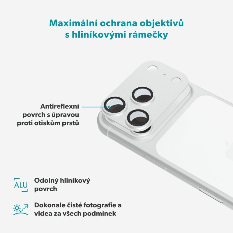 Epico Aluminium AntiReflective Lens iPhone 18 Pro Max stříbrná - obrázek č. 2