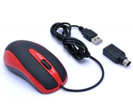 AMEI AM-M801/ Kancelářská/ Optická/ Drátová USB/ Černá-červená - obrázek produktu