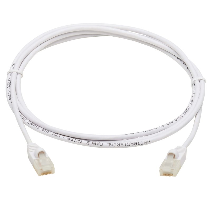 Tripplite Ethernet. kabel Cat6a 10GSnagless UTP,(RJ45 Samec/ Samec),tenký,Antibakt.Safe-IT,bílá,1.52m - obrázek č. 1