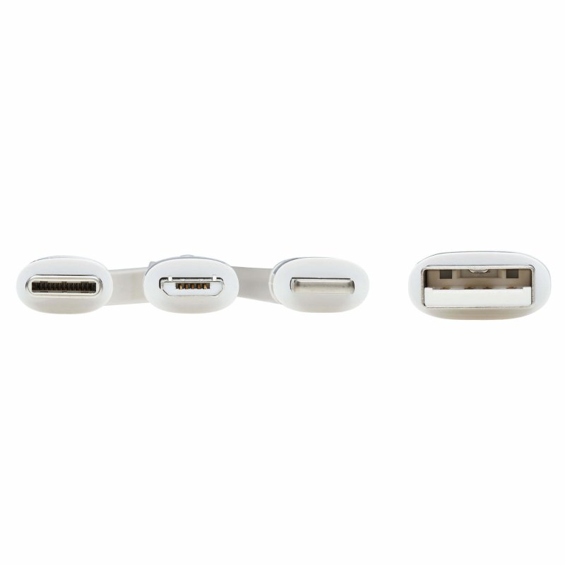 Tripplite Kabel USB-A/ Light.+Micro-B+USB-C,Synch/ Nabíjení,MFi,Samec/ 3xSamec,Safe-IT Antib,bílá,1.2m - obrázek č. 1