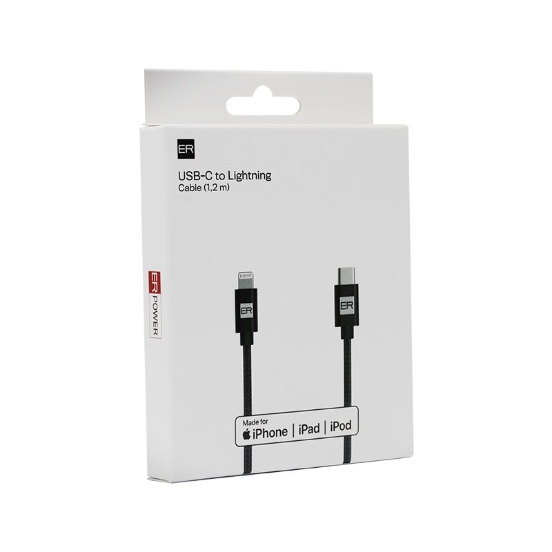 ER POWER kabel USB-C/ Lightning 120cm černý - obrázek č. 1