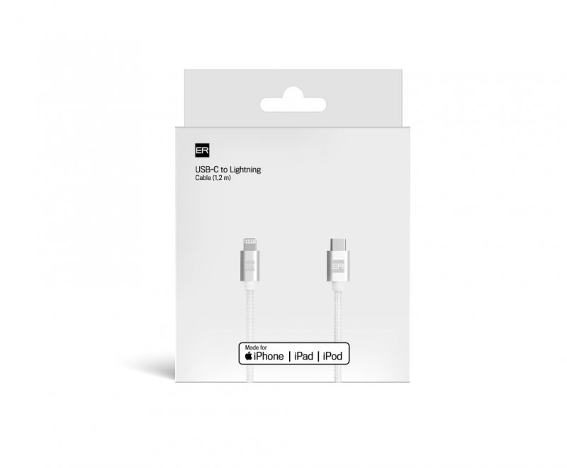 ER POWER kabel USB-C/ Lightning 120cm bílý - obrázek č. 1