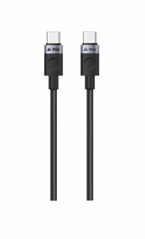 TEXTILNÍ KABEL USB-C  /  USB-C 1M, USB 2.0 ČERNÝ - obrázek č. 2