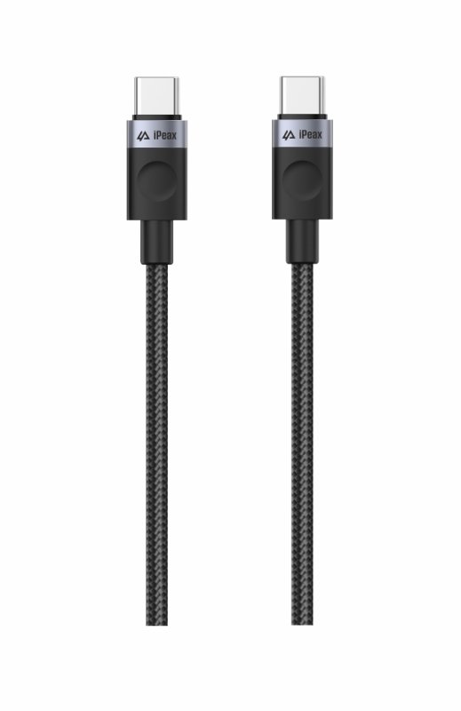 TEXTILNÍ KABEL USB-C  /  USB-C 1,5M, USB 2.0 ČERNÝ - obrázek č. 1