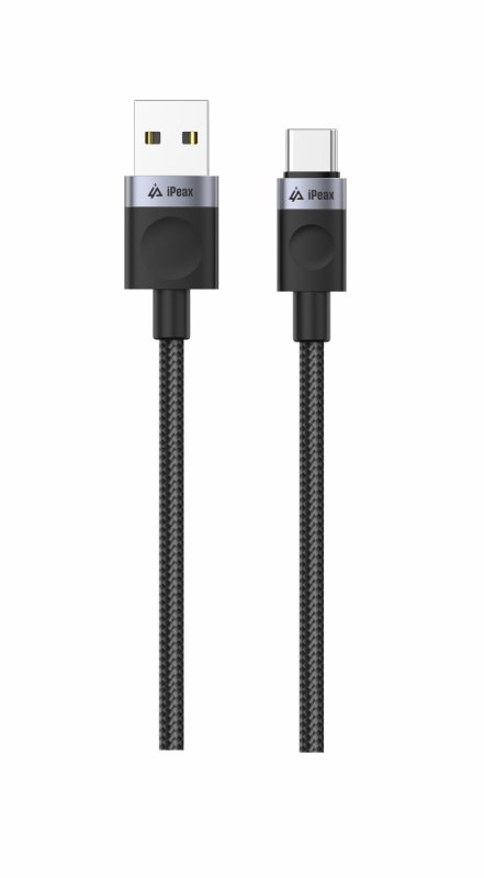TEXTILNÍ KABEL USB-A  /  USB-C 1,5M, USB 2.0 ČERNÝ - obrázek č. 1