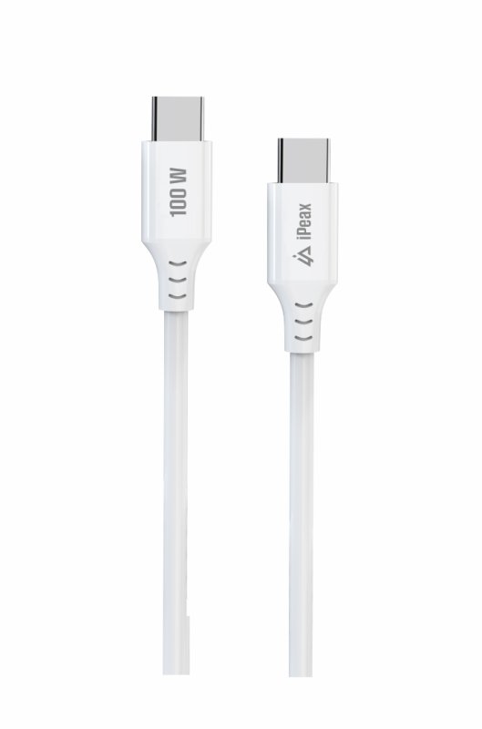 TPU KABEL USB-C  /  USB-C 1,5M, 5A, 100W BÍLÝ - obrázek produktu