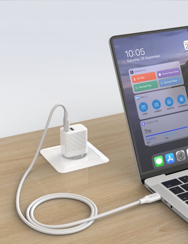 TPU KABEL USB-C  /  USB-C 1M, USB 2.0 BÍLÝ - obrázek č. 2