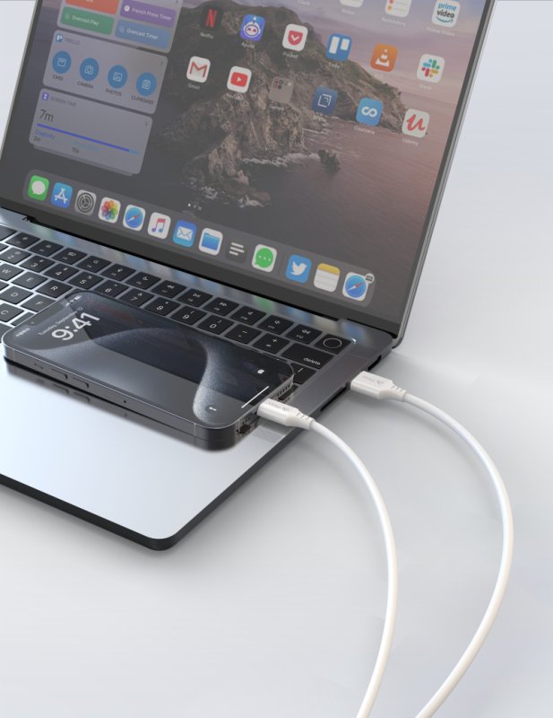 TPU KABEL USB-A  /  USB-C 1M, USB 2.0 BÍLÝ - obrázek č. 2